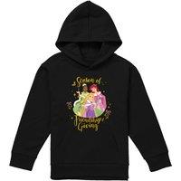 Disney Princess Christmas Season Of Giving Ariel, Tiana Youth Kids Pull-Over Hoodie, Black | Size: 7-8 Years