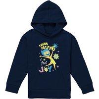 Disney Inside Out 2 Joy Think Positive Youth Kids Pull-Over Hoodie, Navy | Size: 7-8 Years