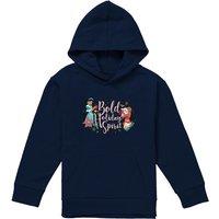 Disney Princess Christmas Bold Holiday Spirit Jasmine, Moana Youth Kids Pull-Over Hoodie, Navy | Size: 12-13 Years