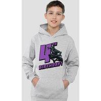Marvel Black Panther Birthday 4 Youth Kids Pull-Over Hoodie, Athletic Heather in Grey | Size: 7-8 Years