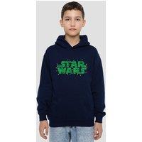 Disney Star Wars Christmas Lights Logo Youth Kids Pull-Over Hoodie, Navy | Size: 7-8 Years
