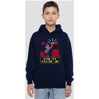 Disney Fix It Felix Jr Youth Kids Pull-Over Hoodie, Navy | Size: 5-6 Years