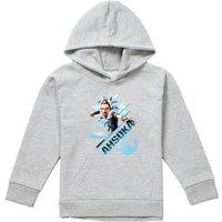 Disney Star Wars Ahsoka Stance Youth Kids Pull-Over Hoodie, Athletic Heather in Grey | Size: 12-13 Years