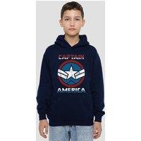 Marvel Captain America Badge Youth Kids Pull-Over Hoodie, Navy | Size: 12-13 Years