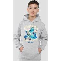 Disney Mike & Sully Collegic Youth Kids Pull-Over Hoodie, Athletic Heather in Grey | Size: 9-11 Years