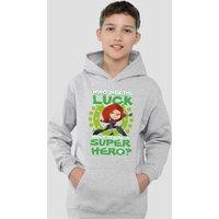 Marvel Black Widow St Patrick'S Day Lucky Super Hero Youth Kids Pull-Over Hoodie, Athletic Heather in Grey | Size: 9-11 Years