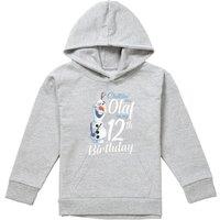 Disney Frozen Chillin Like Olaf 12Th Birthday Youth Kids Pull-Over Hoodie, Athletic Heather in Grey | Size: 7-8 Years