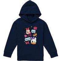 Disney Minnie Mouse & Daisy Emoji Youth Kids Pull-Over Hoodie, Navy | Size: 9-11 Years