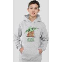 Disney Star Wars Grogu Splash Youth Kids Pull-Over Hoodie, Athletic Heather in Grey | Size: 5-6 Years