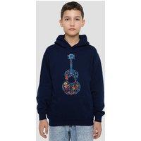 Disney Coco Colorful Guitar With Ernesto, Miguel & Hector Youth Kids Pull-Over Hoodie, Navy | Size: 7-8 Years