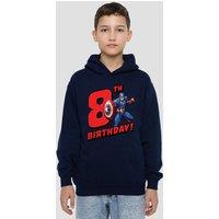 Marvel Captain America Birthday 8 Youth Kids Pull-Over Hoodie, Navy | Size: 12-13 Years