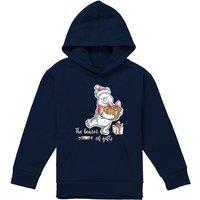 Disney Winnie The Pooh The Bearer Of Christmas Gifts Youth Kids Pull-Over Hoodie, Navy | Size: 9-11 Years