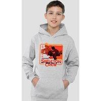 Disney Star Wars: Skeleton Crew Retro Kids Badge Youth Kids Pull-Over Hoodie, Athletic Heather in Grey | Size: 9-11 Years