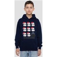 Disney Star Wars Stormtroopers & Darth Vader Bah Humbug Christmas Youth Kids Pull-Over Hoodie, Navy | Size: 7-8 Years