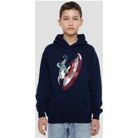 Marvel Captain America Spin Sheild Youth Kids Pull-Over Hoodie, Navy | Size: 5-6 Years