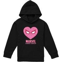 Marvel Comics Spiderman Heart Youth Kids Pull-Over Hoodie, Black | Size: 5-6 Years