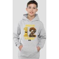 Disney Star Wars Greatest Kid C3Po Chewbacca Youth Kids Pull-Over Hoodie, Athletic Heather in Grey | Size: 9-11 Years