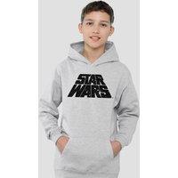 Disney Star Wars Retro Galaxy Youth Kids Pull-Over Hoodie, Athletic Heather in Grey | Size: 9-11 Years