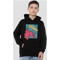 Marvel Spiderman Thwip Panel Youth Kids Pull-Over Hoodie, Black | Size: 12-13 Years