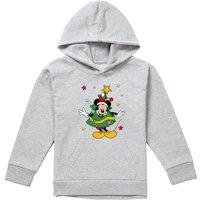 Disney Mickey Mouse Christmas Tree Youth Kids Pull-Over Hoodie, Athletic Heather in Grey | Size: 5-6 Years
