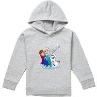 Disney Frozen Elsa Anna Olaf Let It Snow Youth Kids Pull-Over Hoodie, Athletic Heather in Grey | Size: 7-8 Years