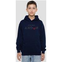 Disney Star Wars Andor Logo Youth Kids Pull-Over Hoodie, Navy | Size: 5-6 Years