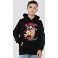 Nickelodeon Spongebob Crabby Christmas Youth Kids Pull-Over Hoodie, Black | Size: 12-13 Years