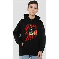 Stranger Things Eddie Munson Raising Hell Youth Kids Pull-Over Hoodie, Black | Size: 7-8 Years