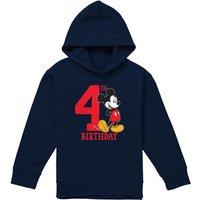 Disney Mickey Mouse 4Th Birthday Shirt Youth Kids Pull-Over Hoodie, Navy | Size: 5-6 Years