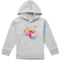 Disney Princess Christmas Royal & Bright Cinderella, Ariel Youth Kids Pull-Over Hoodie, Athletic Heather in Grey | Size: 7-8 Years