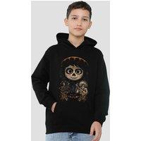 Disney Coco Painted Poster With Miguel Skull, Hector & Ernesto Youth Kids Pull-Over Hoodie, Black | Size: 12-13 Years