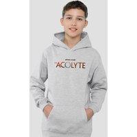 Disney Star Wars The Acolyte Full Logo Youth Kids Pull-Over Hoodie, Athletic Heather in Grey | Size: 7-8 Years