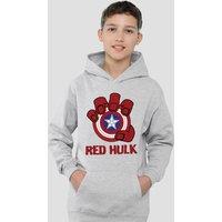 Marvel Captain America Red Hulk Shield Youth Kids Pull-Over Hoodie, Athletic Heather in Grey | Size: 9-11 Years