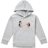 Disney Princess Christmas Bold Holiday Spirit Jasmine, Moana Youth Kids Pull-Over Hoodie, Athletic Heather in Grey | Size: 9-11 Years