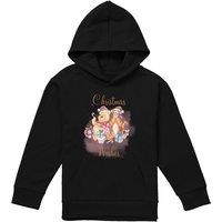 Disney Winnie The Pooh Christmas Wishes With Pooh, Tigger, Piglet Youth Kids Pull-Over Hoodie, Black | Size: 5-6 Years