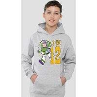 Disney Toy Story Birthday Buzz I'M 12 Youth Kids Pull-Over Hoodie, Athletic Heather in Grey | Size: 12-13 Years
