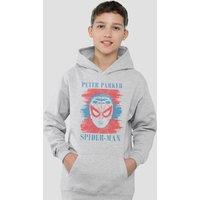 Marvel Spiderman Peter Parker Stripes Youth Kids Pull-Over Hoodie, Athletic Heather in Grey | Size: 7-8 Years