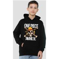One Piece Jolly Roger Youth Kids Pull-Over Hoodie, Black | Size: 7-8 Years