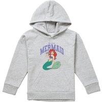 Disney Little Mermaid Collegiate Youth Kids Pull-Over Hoodie, Athletic Heather in Grey | Size: 12-13 Years