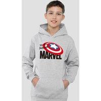 Marvel Captain America First Avenger Youth Kids Pull-Over Hoodie, Athletic Heather in Grey | Size: 7-8 Years