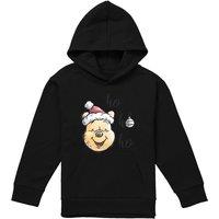 Disney Winnie The Pooh Ho, Ho, Ho Merry Christmas Youth Kids Pull-Over Hoodie, Black | Size: 9-11 Years