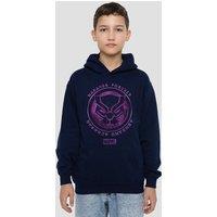 Marvel Black Scratched Panther Youth Kids Pull-Over Hoodie, Navy | Size: 7-8 Years