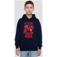 Marvel Red Hulk Comic Youth Kids Pull-Over Hoodie, Navy | Size: 9-11 Years