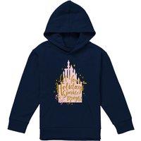 Disney Princess Christmas Let Your Holidays Sparkle Bright Youth Kids Pull-Over Hoodie, Navy | Size: 7-8 Years