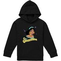 Disney Jasmine Face Youth Kids Pull-Over Hoodie, Black | Size: 7-8 Years
