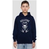 Stranger Things Hellfire Club Bones Youth Kids Pull-Over Hoodie, Navy | Size: 5-6 Years