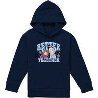 Disney Elsa & Anna Better Together Youth Kids Pull-Over Hoodie, Navy | Size: 5-6 Years