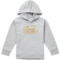 Disney Beauty & The Beast Logo Youth Kids Pull-Over Hoodie, Athletic Heather in Grey | Size: 7-8 Years