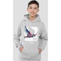 Marvel Captain America Falcon Youth Kids Pull-Over Hoodie, Athletic Heather in Grey | Size: 5-6 Years