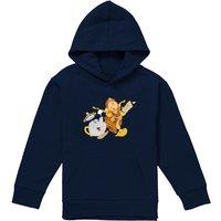 Disney Beauty & The Beast Potts Lumerie Cogsworth Youth Kids Pull-Over Hoodie, Navy | Size: 9-11 Years
